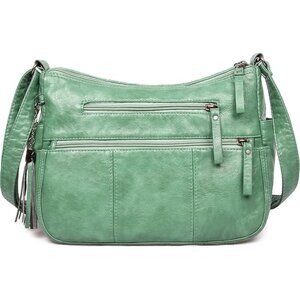 🆕 Volganik Rock PU Leather Shoulder Bag Women Green Soft Pocketbooks Purse
